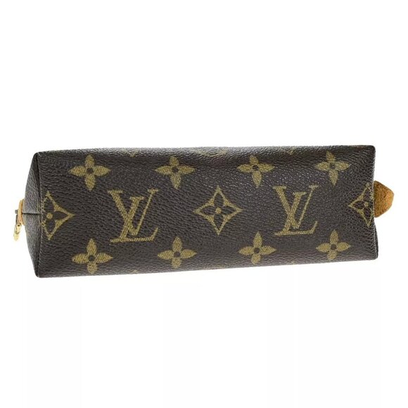 LOUIS VUITTON Pochette Cosmetic Pouch Bag Monogram Leather Brown - Picture 13 of 16